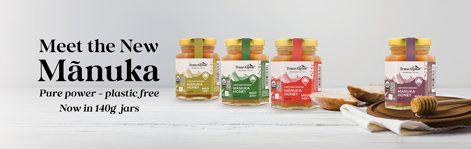 Introducing TranzAlpine 140g Manuka Honey Glass Jars