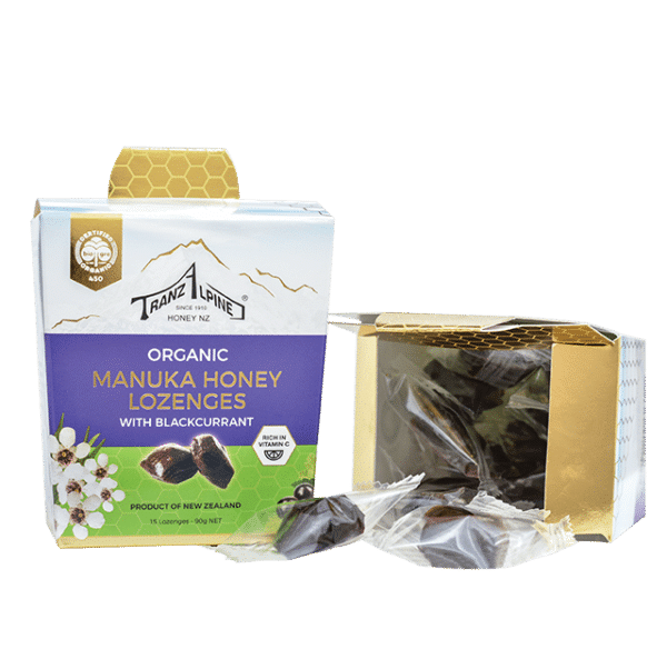 Organic Manuka lozenges with blackcurrant